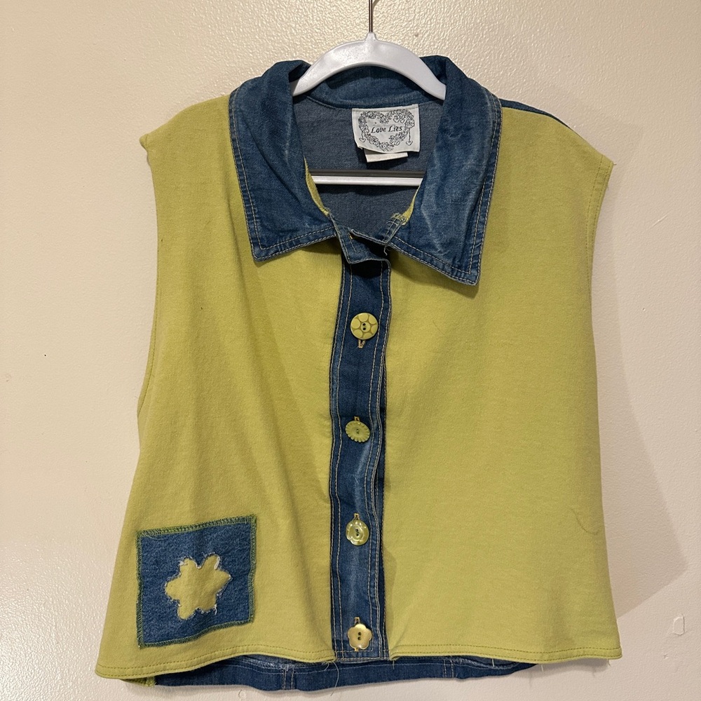 Stylish Denim and Yellow Vest